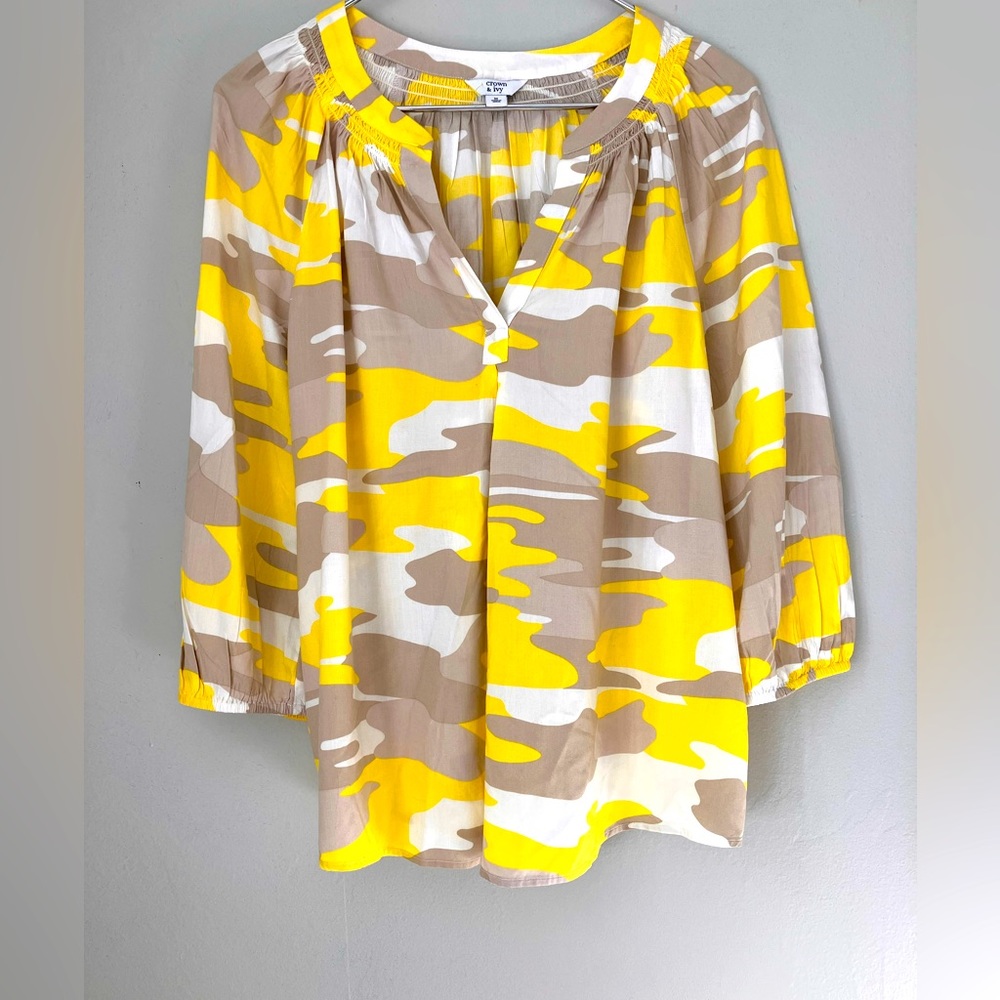 Crown & Ivy Women’s Loose Cotton Top With Smocking